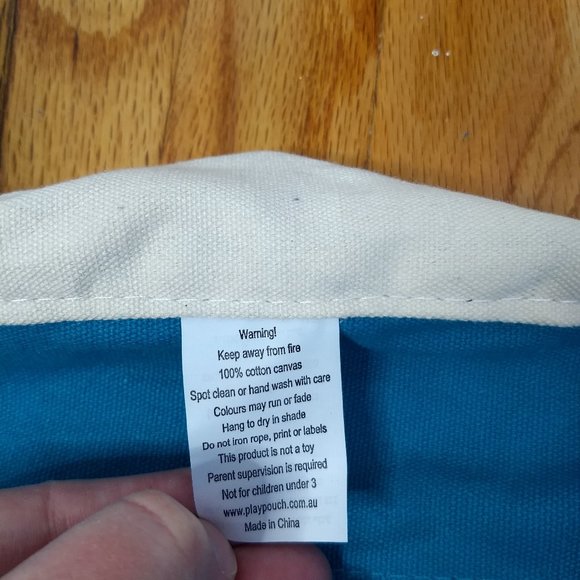 Mini Pouch Toy Mat Portable Storage Teal Blue Beige Zippered Pocket Cotton - Picture 7 of 9